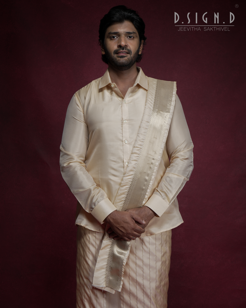 Gold soft silk dhoti Set - Bridal
