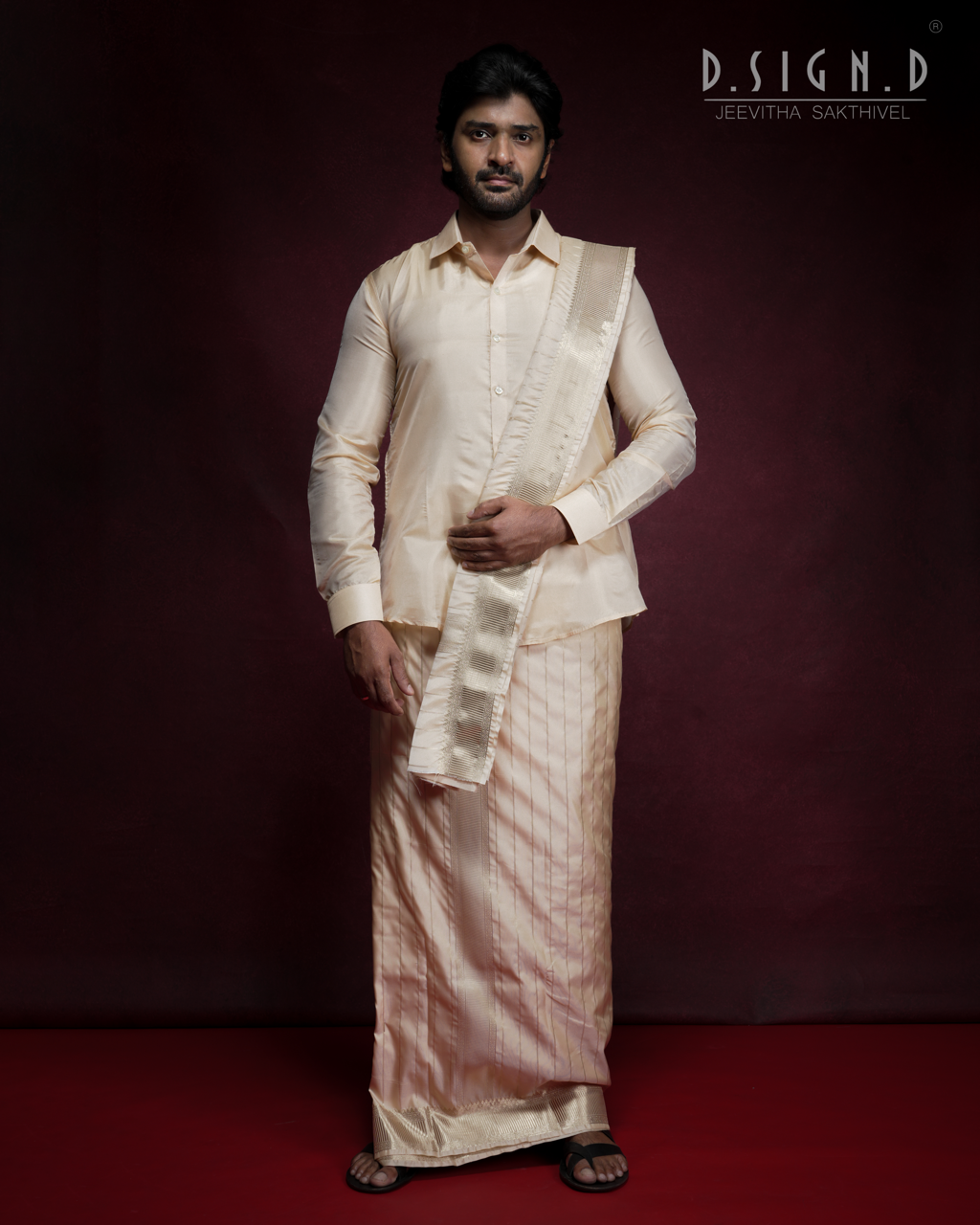 Gold soft silk dhoti Set - Bridal