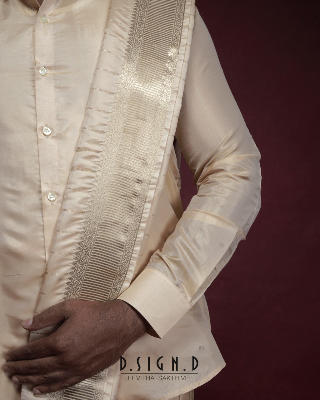 Gold soft silk dhoti Set - Bridal