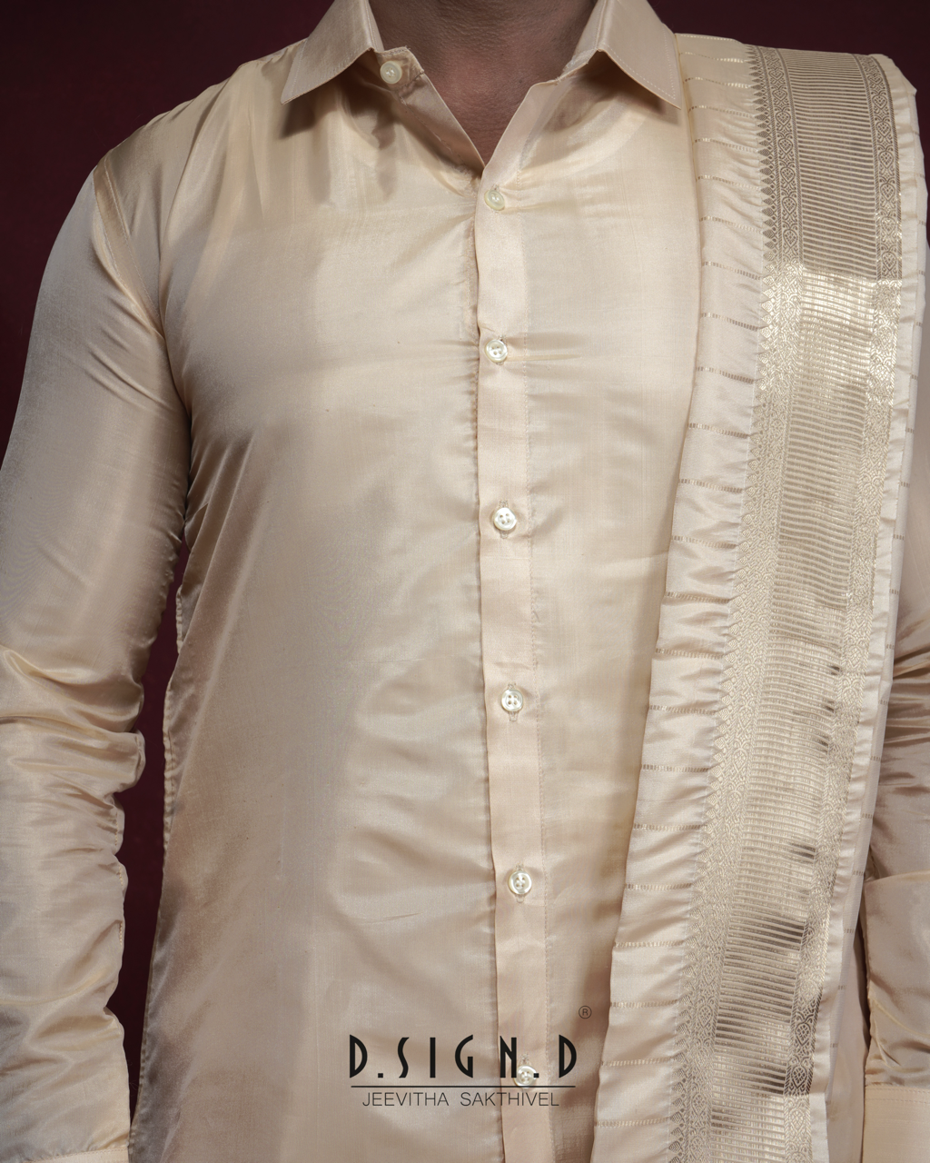 Gold soft silk dhoti Set - Bridal