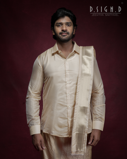 Gold Fine silk dhoti Set - Bridal