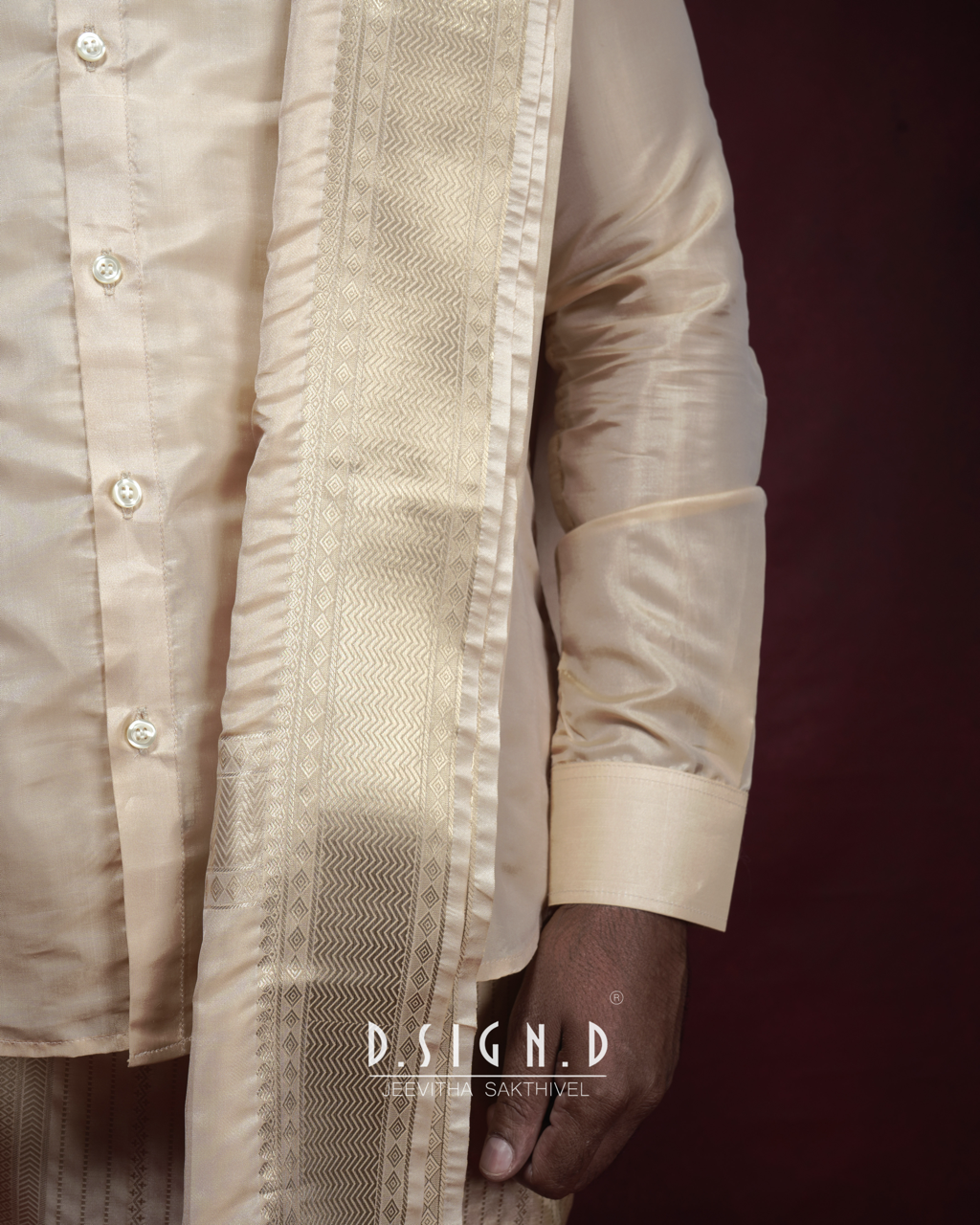 Gold Fine silk dhoti Set - Bridal