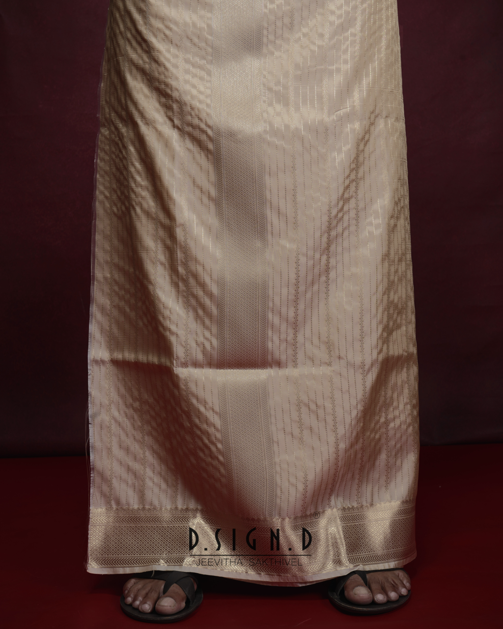 Gold Fine silk dhoti Set - Bridal