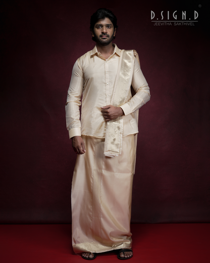 Classic- Gold fine silk dhoti set