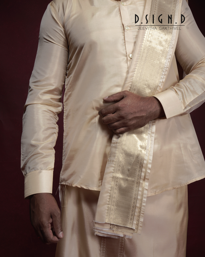 Classic- Gold fine silk dhoti set