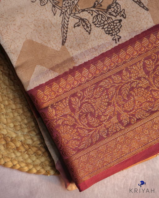 Parrot Chanderi Silk Saree - Peach