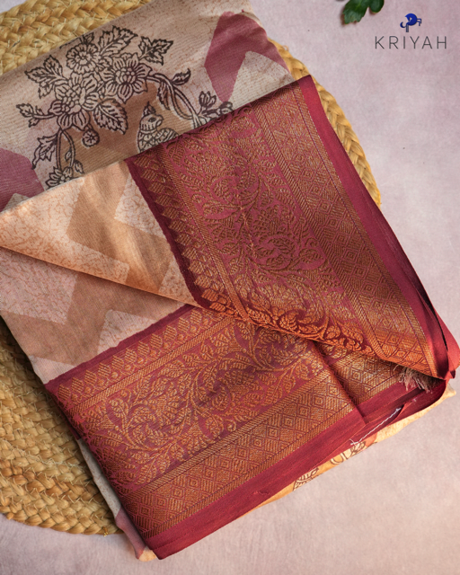 Parrot Chanderi Silk Saree - Peach