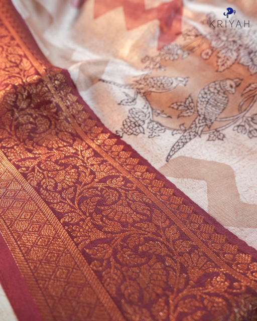 Parrot Chanderi Silk Saree - Peach