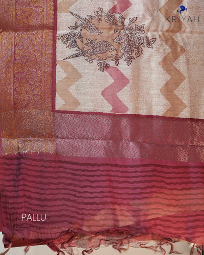 Parrot Chanderi Silk Saree - Peach