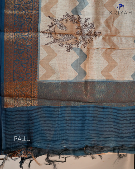 Parrot Chanderi Silk Saree - Blue