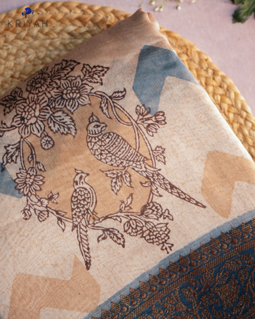 Parrot Chanderi Silk Saree - Blue