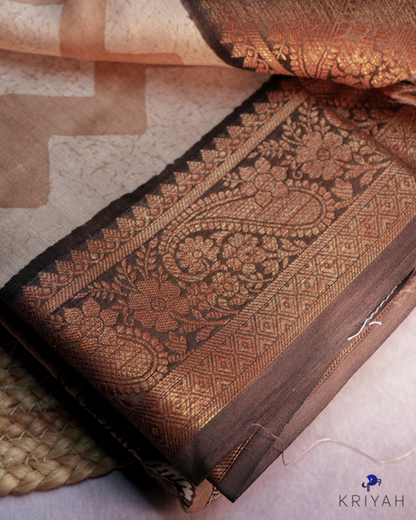 Parrot Chanderi Silk Saree - Brown