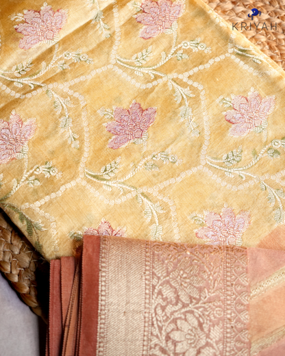Chiniya silk Saree - Lemon Yellow