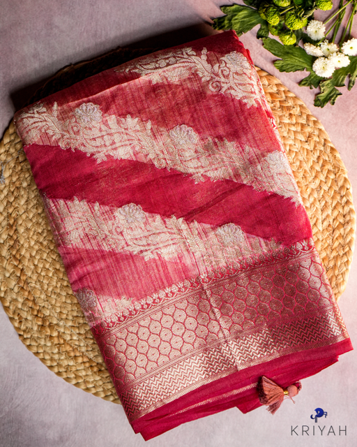 Chiniya Silk Saree - Red