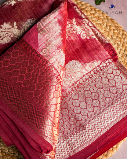 Chiniya Silk Saree - Red