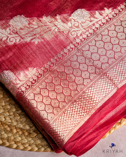Chiniya Silk Saree - Red