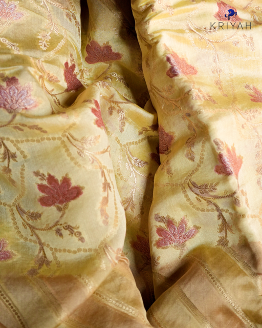 Chiniya silk Saree - Powder Yellow