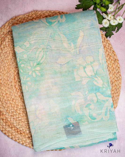 Tissue Organza Saree - Teal