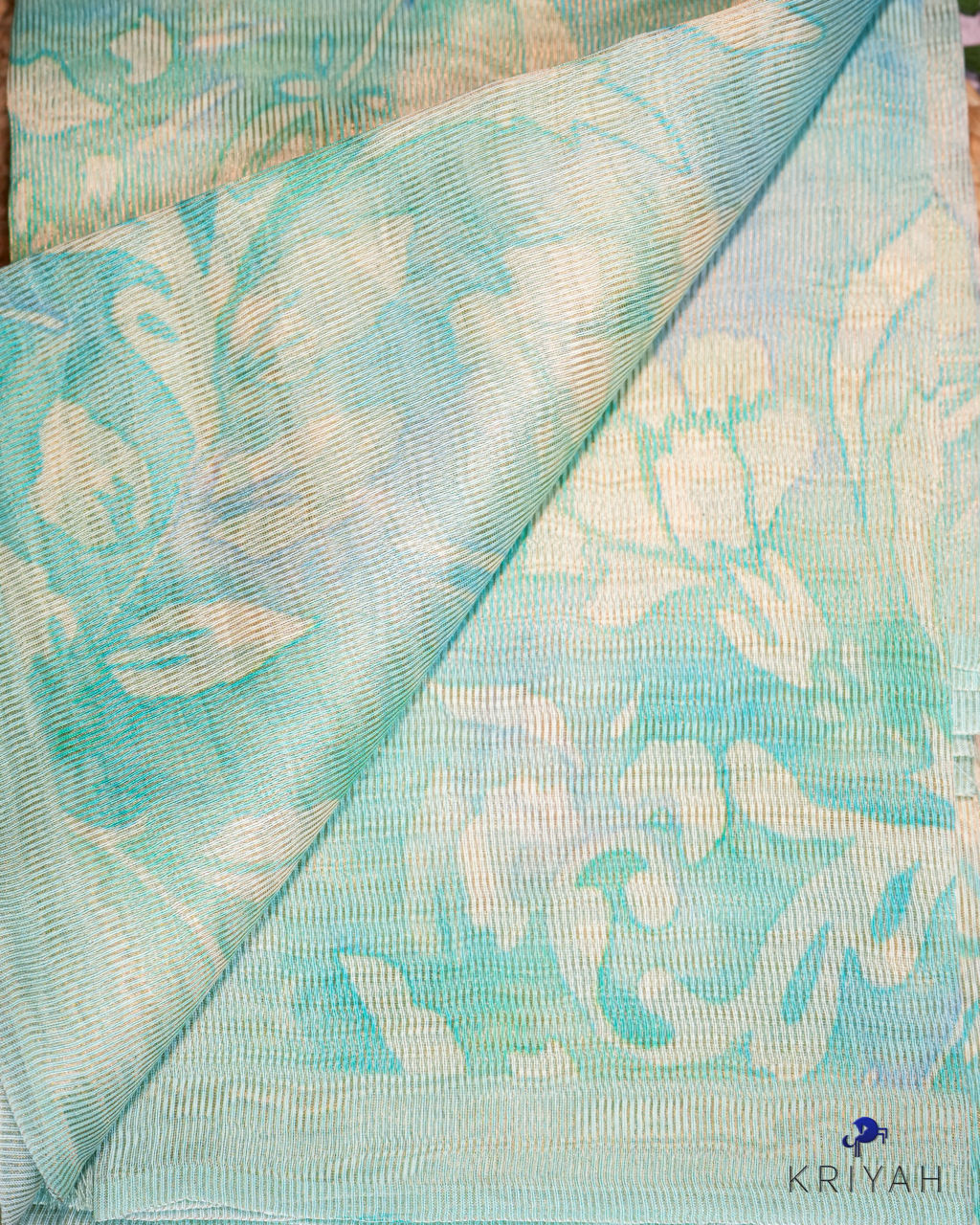 Tissue Organza Saree - Teal