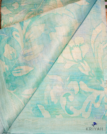 Tissue Organza Saree - Teal
