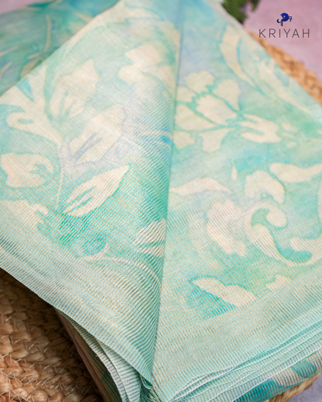 Tissue Organza Saree - Teal