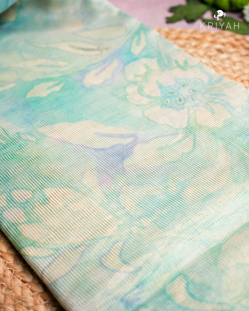 Tissue Organza Saree - Teal