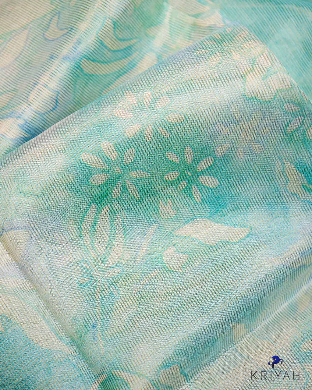 Tissue Organza Saree - Teal
