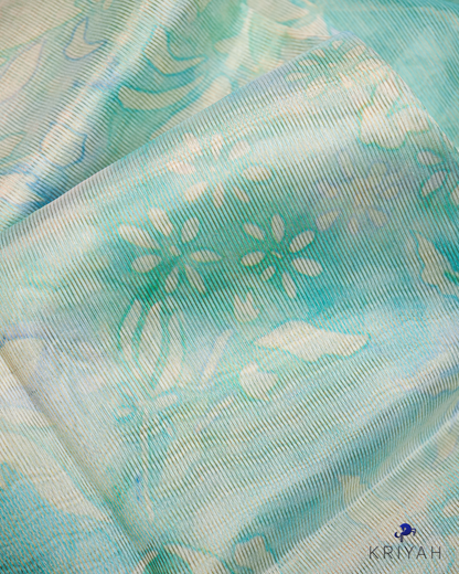 Tissue Organza Saree - Teal