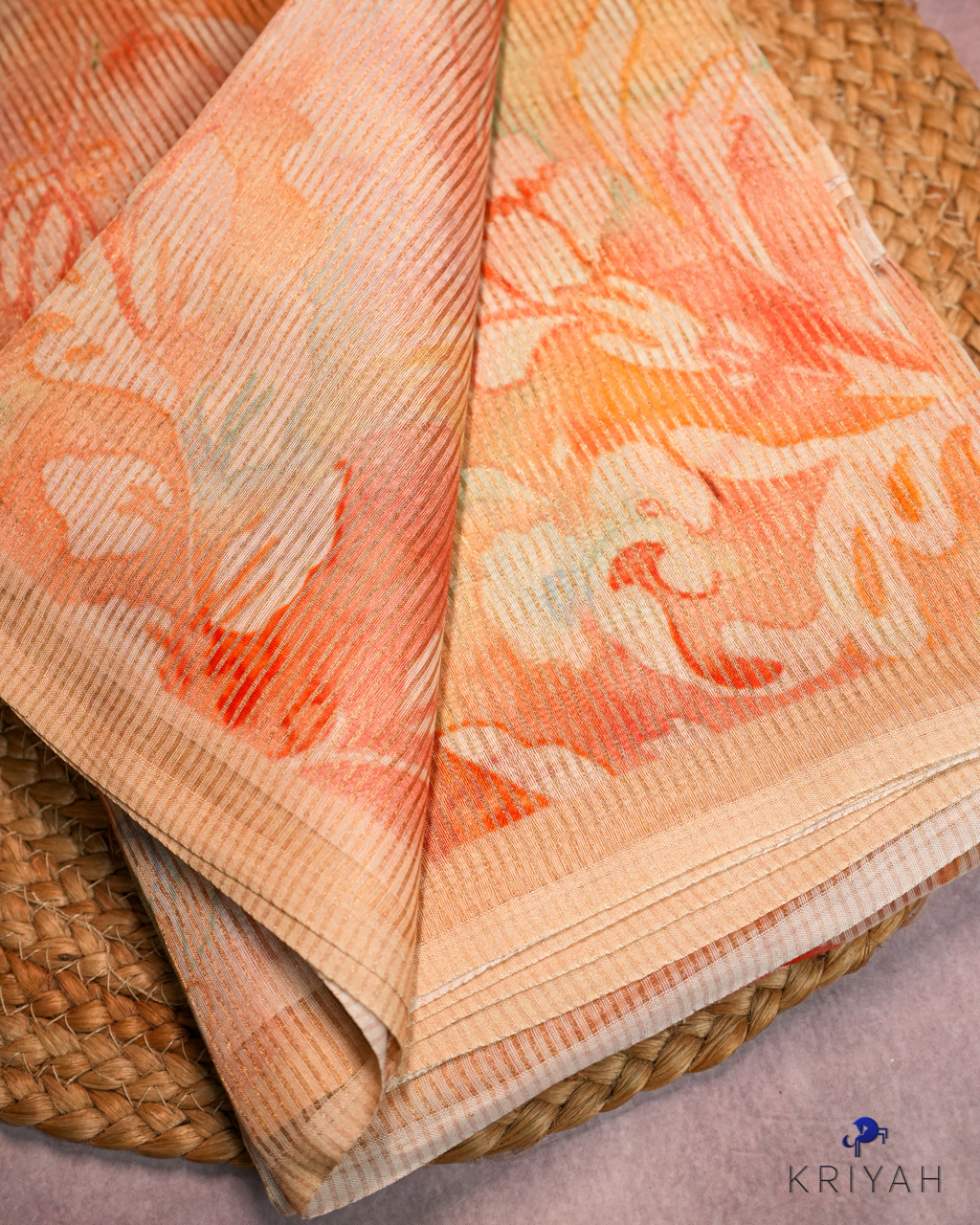 Tissue Organza Saree - Orange