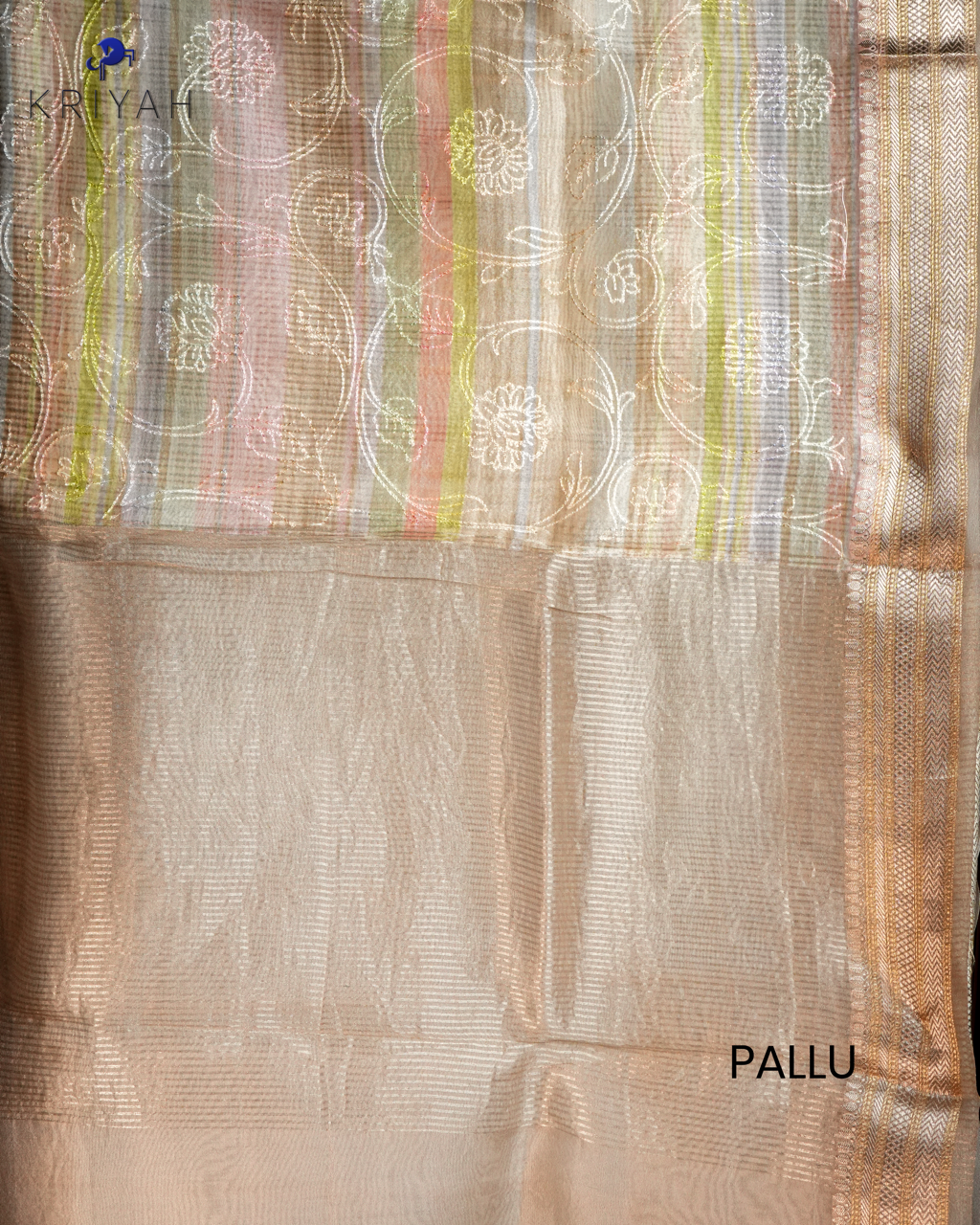 Embroidered Organza Saree - Multi colour
