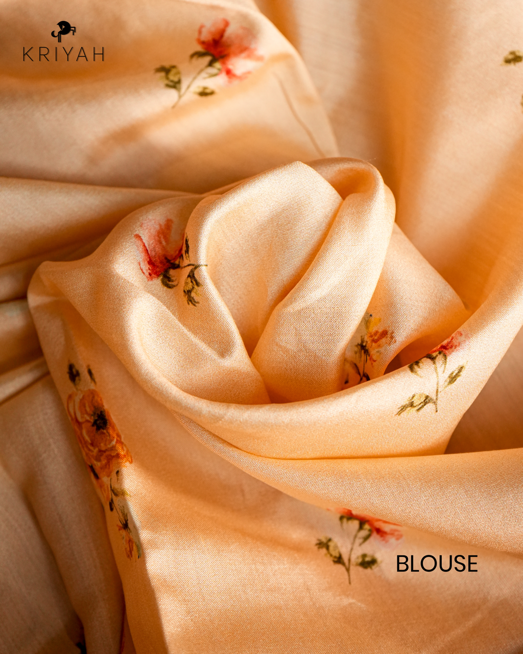 Printed Organza Saree - Peach