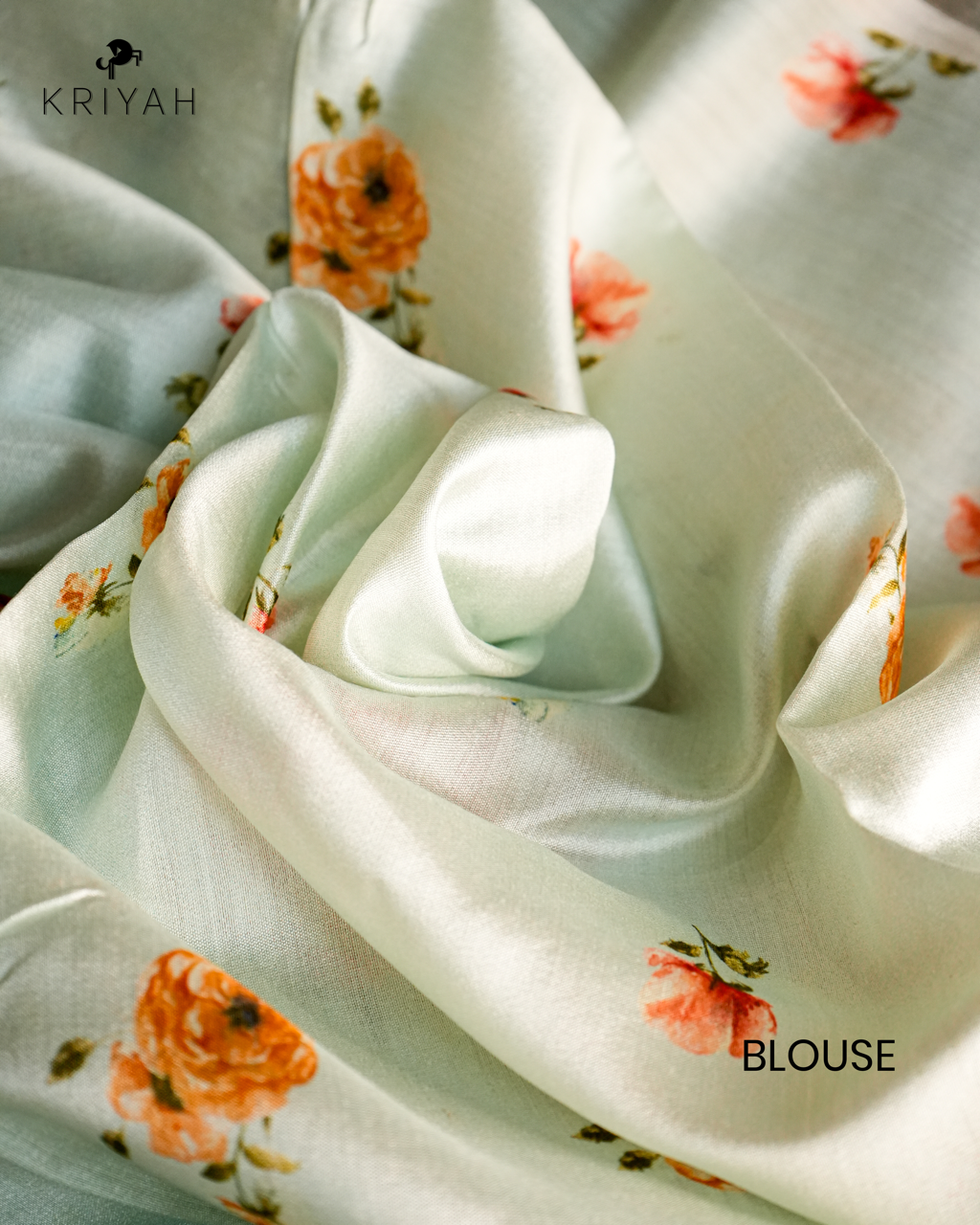 Printed Organza Saree - Light Blue