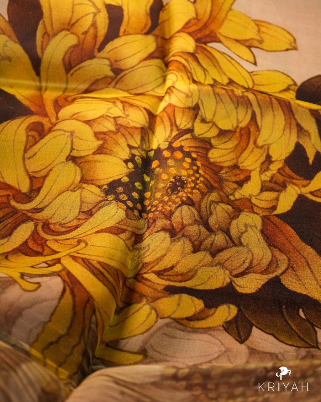 Printed Organza Saree - Yellow