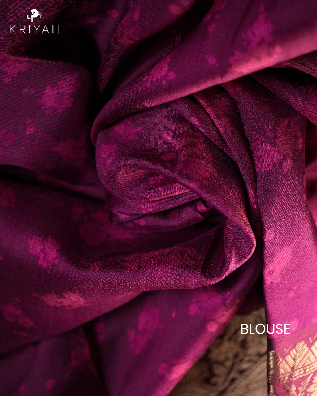 Printed Organza Saree - Burgendy