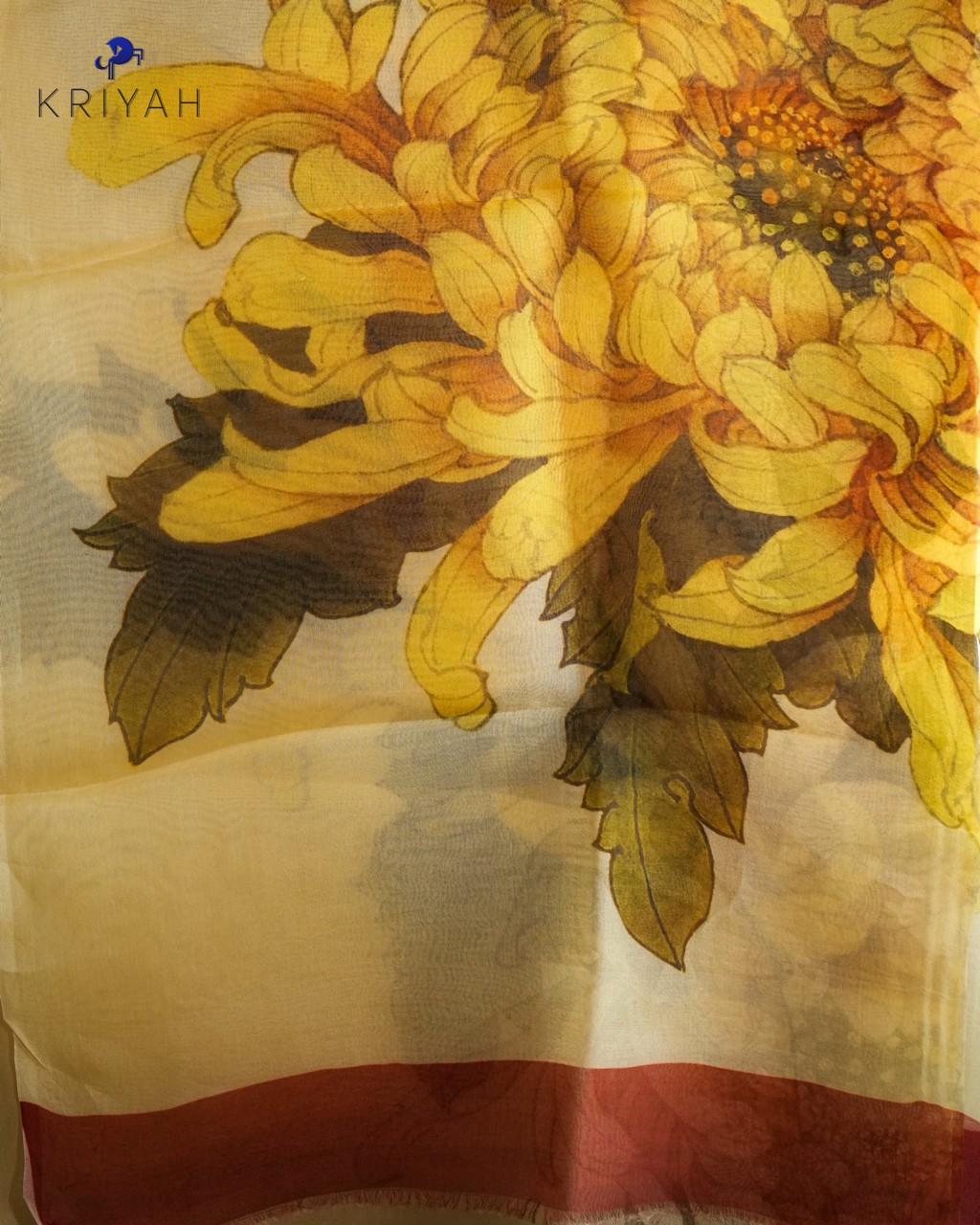 Printed Organza Saree - Yellow