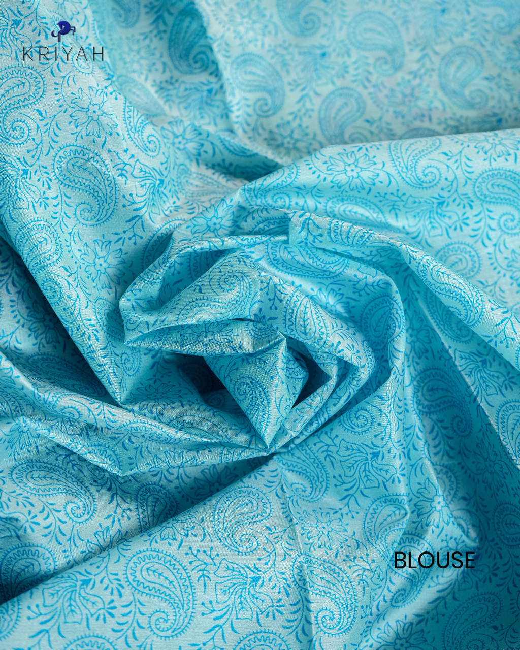 PAISLEY PRINTED SILK WITH BORDER - LIGHT BLUE