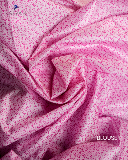 FLORAL PRINTED SILK WITH BORDER - LIGHT PINK
