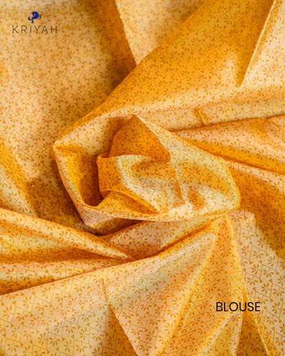 FLORAL PRINTED SILK WITH BORDER - LEMON YELLOW