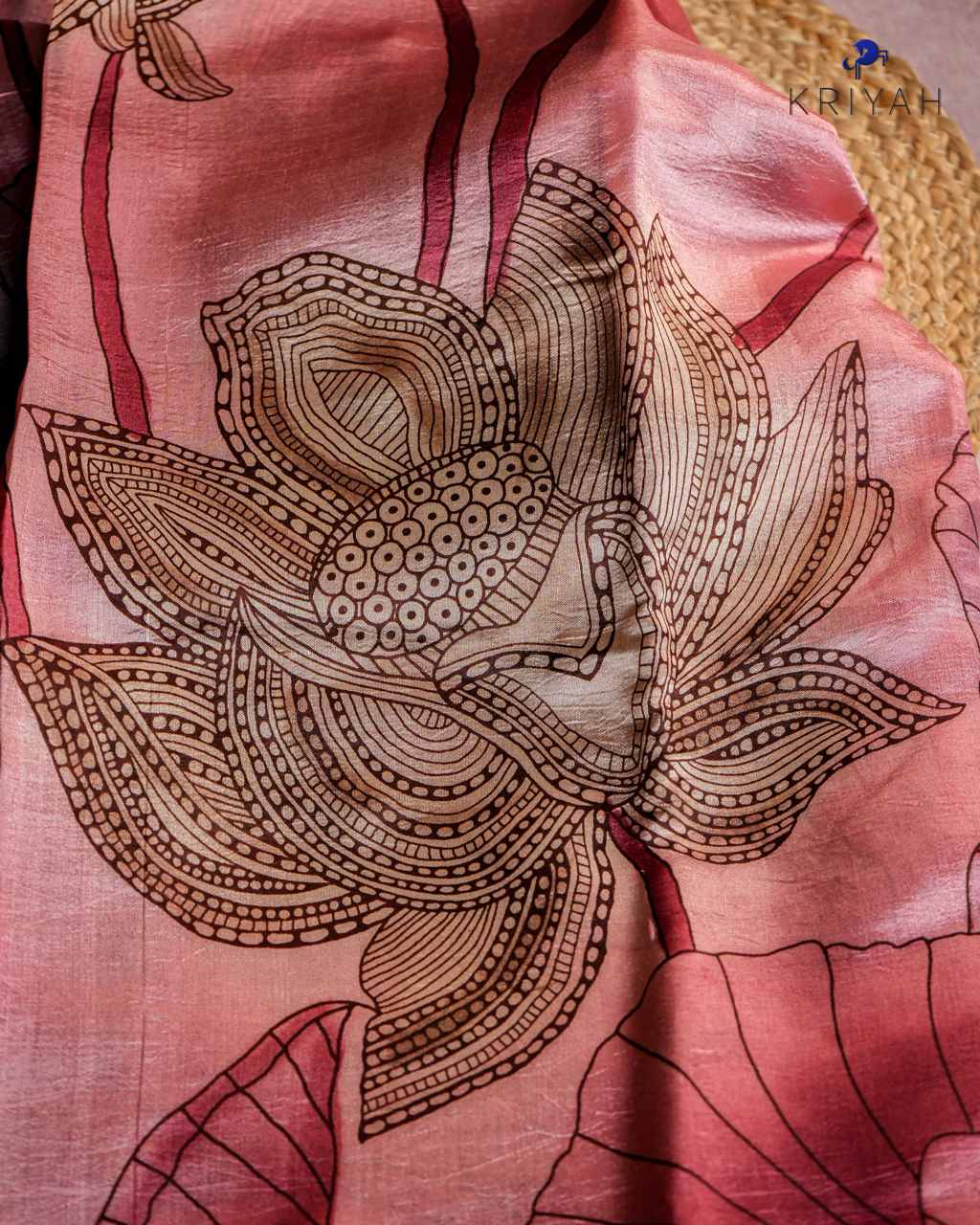 ABSTRACT PRINTED DUPION SILK SAREE - ROSE PINK