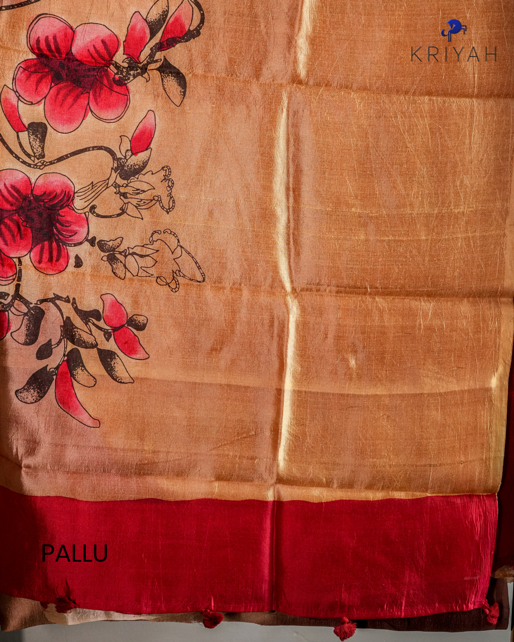 ABSTRACT PRINTED DUPION SILK SAREE - MOCHA