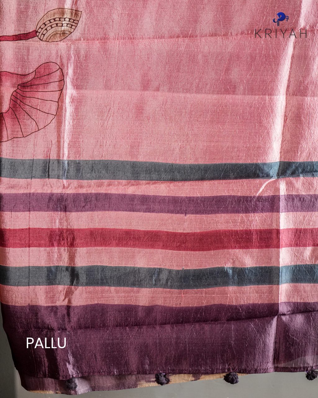 ABSTRACT PRINTED DUPION SILK SAREE - ROSE PINK