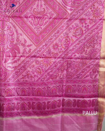 PAISLEY PRINTED SILK WITH BORDER - DARK PINK