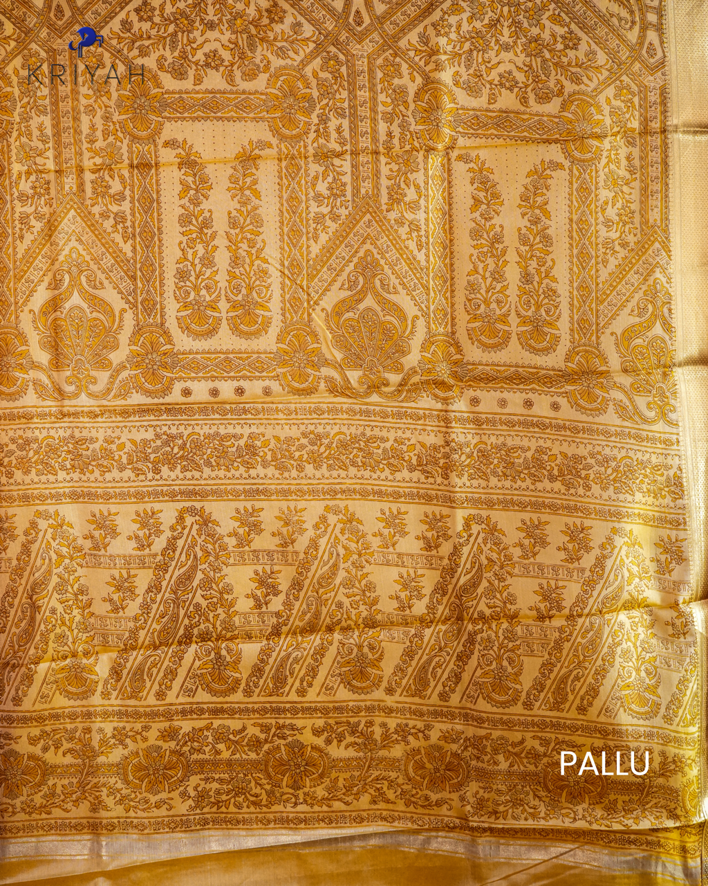 FLORAL PRINTED SILK WITH BORDER - LEMON YELLOW