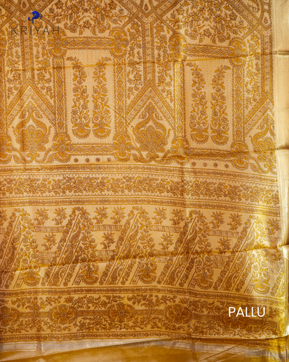FLORAL PRINTED SILK WITH BORDER - LEMON YELLOW