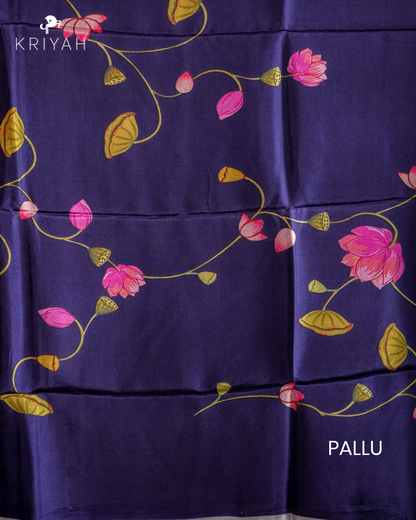 PRINTED SILK SAREE - INK BLUE