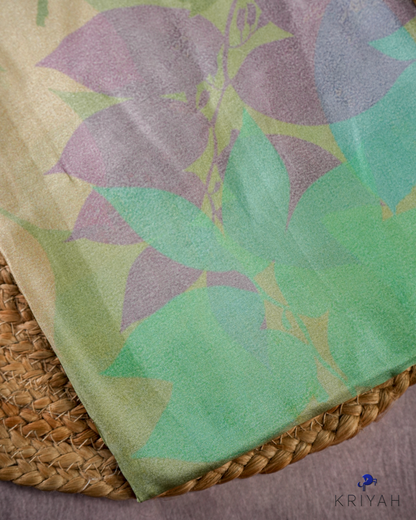 PRINTED SILK SAREE - OLIVE GREEN