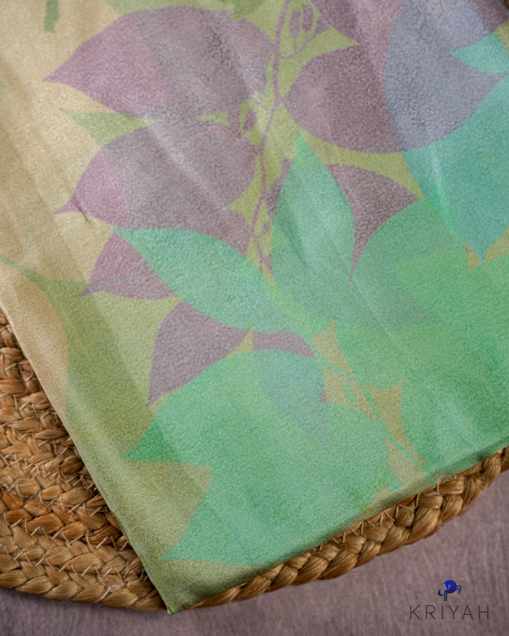 PRINTED SILK SAREE - OLIVE GREEN