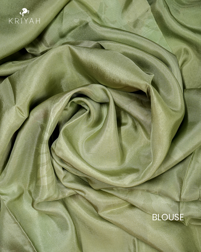 PRINTED SILK SAREE - OLIVE GREEN