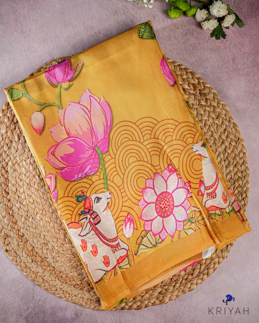 PRINTED SILK SAREE - GOLDEN YELLOW