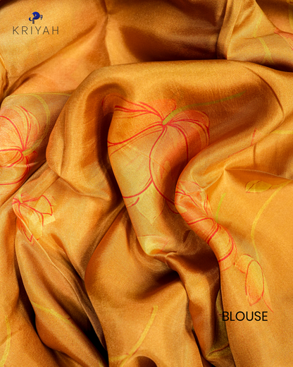 PRINTED SILK SAREE - GOLDEN YELLOW